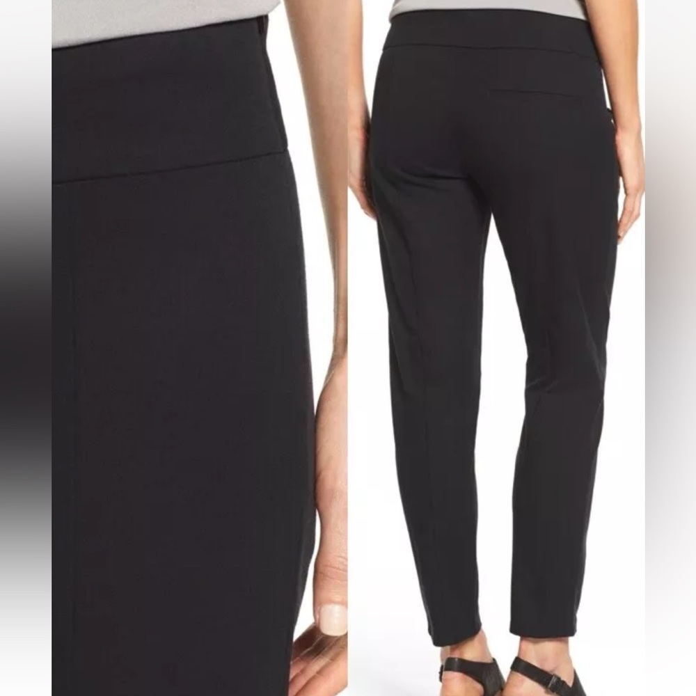 NWT EILEEN FISHER BLACK TAPERED ANKLE PANT ORGANIC TAPERED STRETCH TWILL